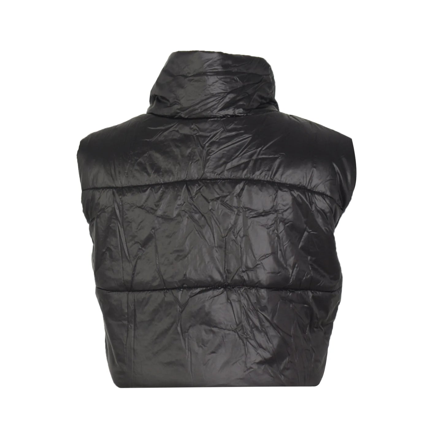 Women's Winter Vest Fashion Faux Leather Padded Jacket Coat Vintage PU Black And White Female Short Waistcoat Chic Clothes Tops