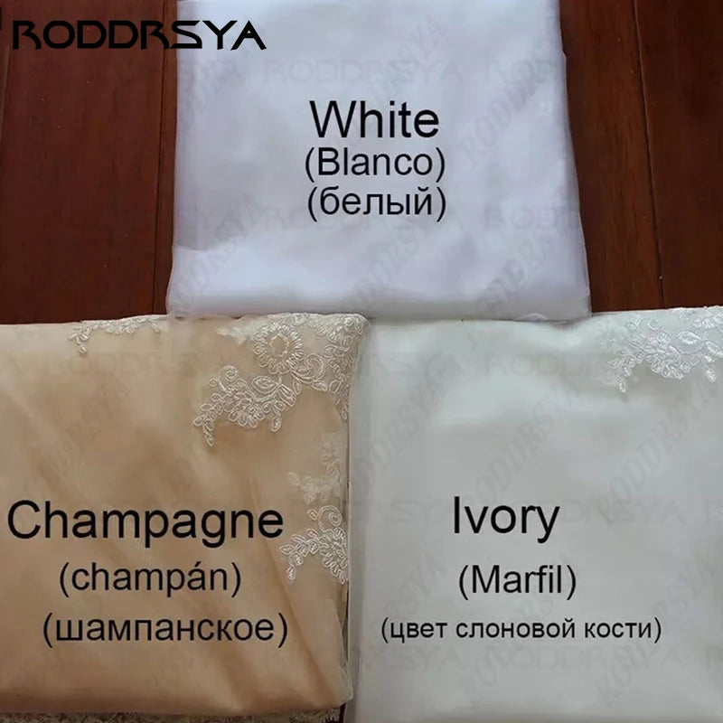 RODDRSYA A-Line Tulle Bridal Dresses Detachable Long Sleeve V-Back Appliques Wedding Gowns Sweetheart robe de mariée Customized