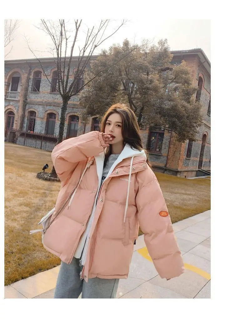 Couple style cotton coat Internet celebrity trend new fake two-piece cotton coat winter windproof warm cotton jacket
