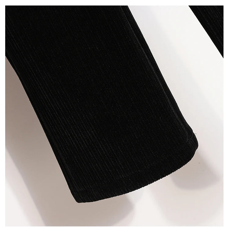 New 2024 Winter Pants For Women Thick Velvet High Elastic Waist White Or Black Chenille Pants Women Streetwear Wide Leg Trousers