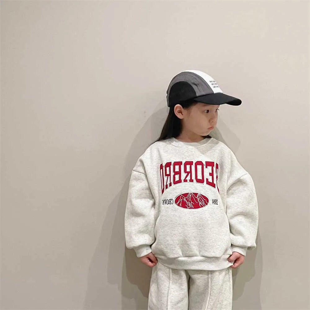 Girls' Clothing Set Autumn New Letter Embroidered Sports Sweatshirt+fashionable Sweatpants 2-piece Set for Children Clothes Suit