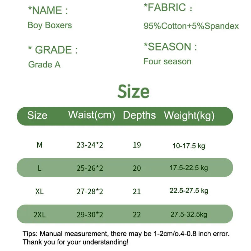 4 Pcs/Lot Children Panties Cotton Underwear For Boys 3-14 Years Breathable Kids Underpants Cars Patterns Cartoon Boy Boxer Brief