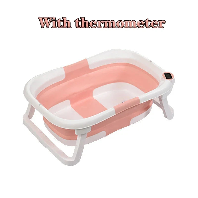 Baby Bathtub Real-time Temperature Silicone Non-Slip Foot Bath Bucket Folding Bathroom With Temperature Sensing