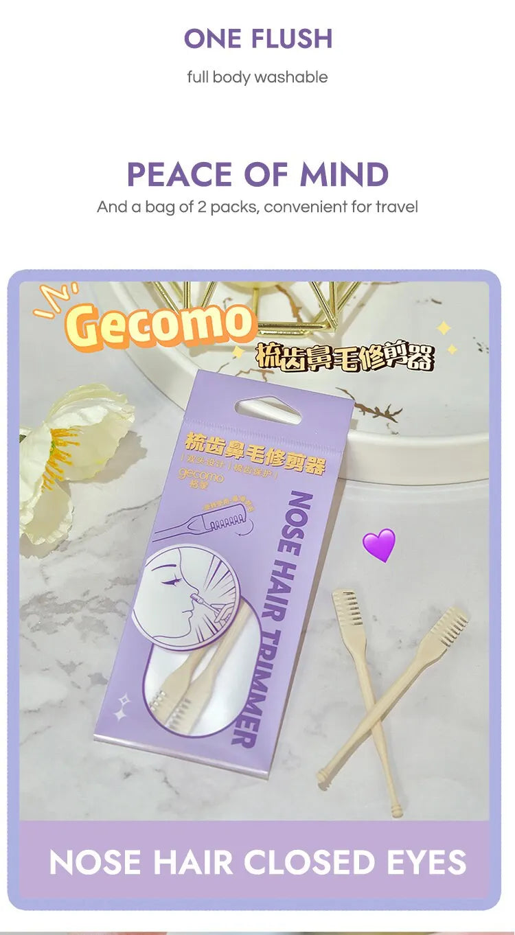 GECOMO Comb Nose Hair Trimmer Nose Hair Scraper Clean Nose Hair Trimmer Shaving Scissors Two Packs