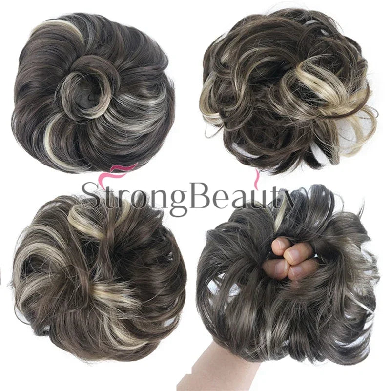 Synthetic Messy hair piece Daily Use Donut Chignon Scrunchies Fake Elastic Hairpiece Blonde Brown Bun For Women