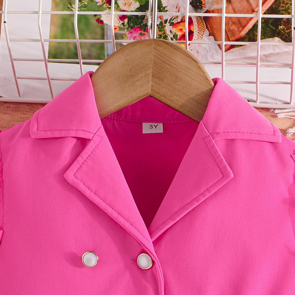 Children Clothing Stylish Girls Kids Autumn Winter Long Sleeve Bow-Tie Mesh-Sleeved Suit Pant Set Everyday Wear Children Sets