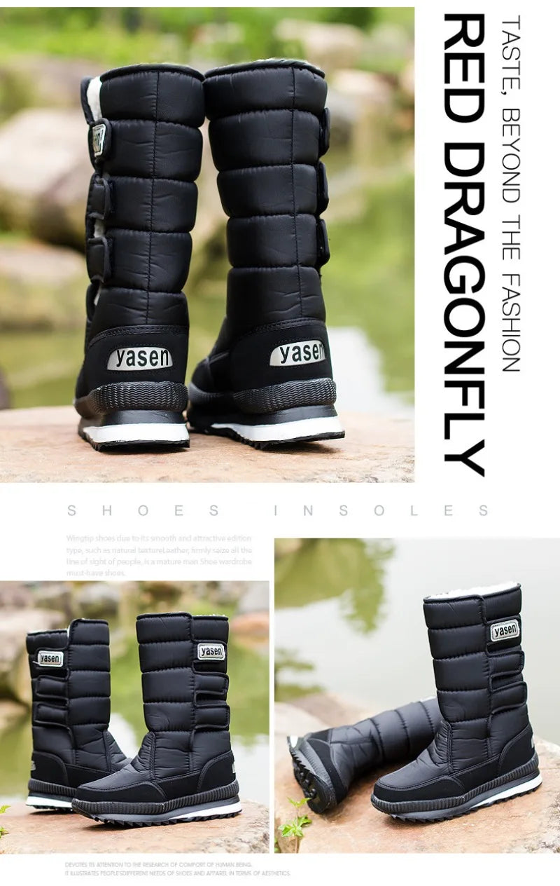 Men's Mid-calf Snow Boots Winter Plush Warm Cotton Boot Fashion Casual High Top Boots for Men Non-slip Platform Boots Big Size47