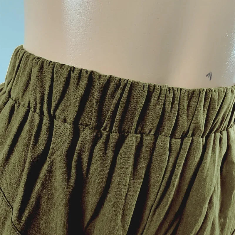 Spring Autumn Ladies Casual Cotton Linen Loose Slim Straight Leg Harem Pants Large Size Nine Points Seven Points Five Points