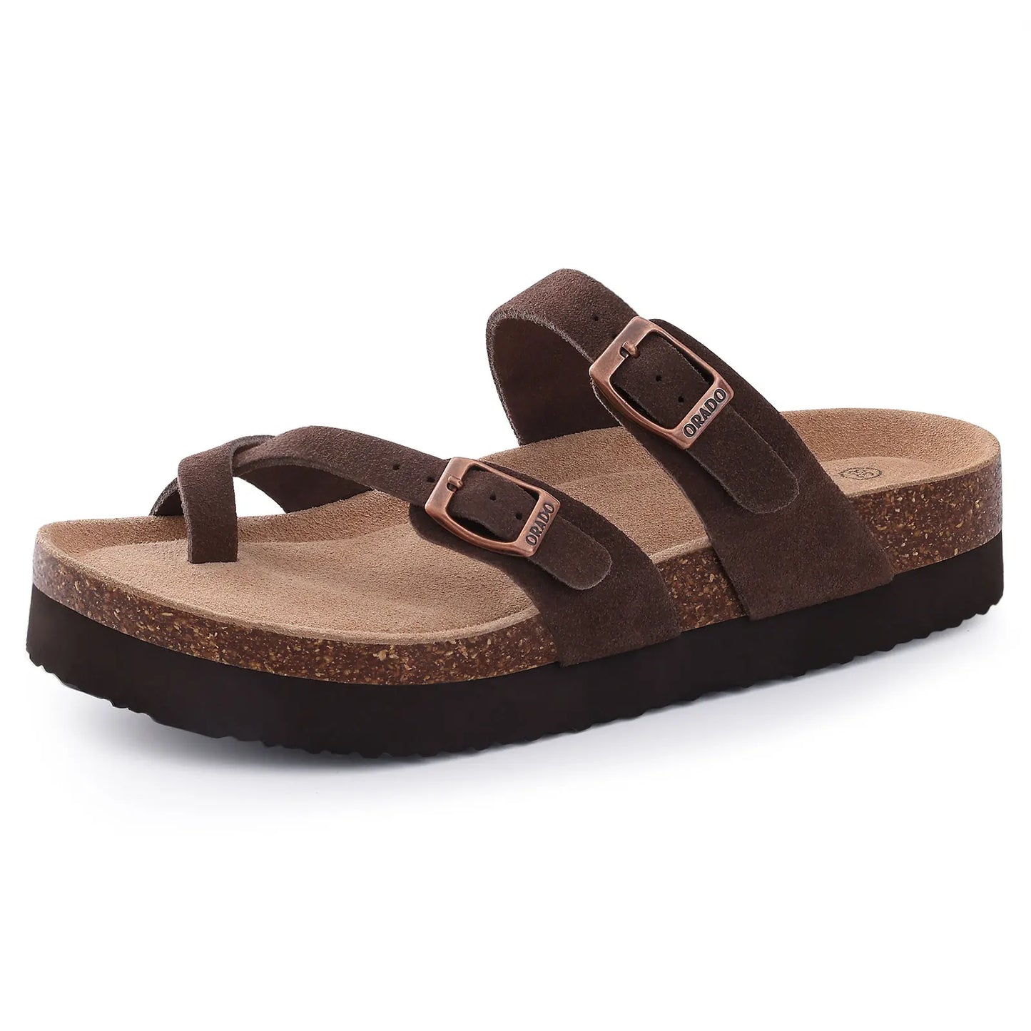 Kidmi New Fashion Women's Sandals Summer Cork Clogs Sandals Classic Women Mules Soft Suede Beach Slides With Adjustable Buckle