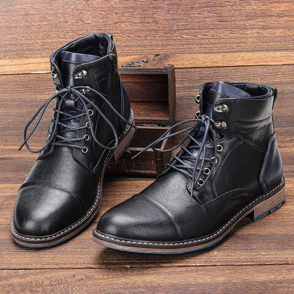Size 8-13 Retro Men Boots 2025 Fashion Comfortable Spring Leather Boots