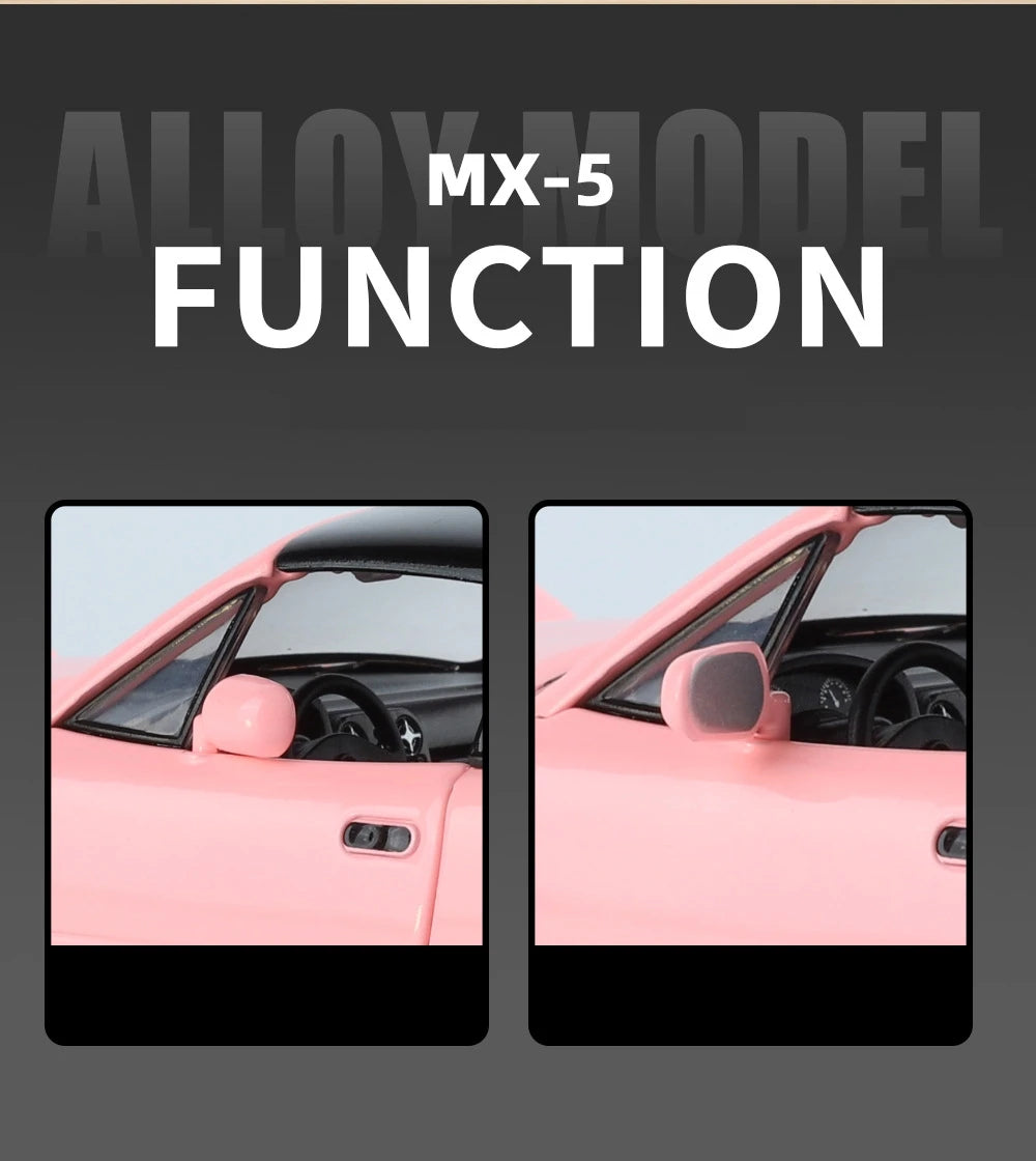 1/24 Mazda Miata MX5 Roadster Toy Car Model Diecast Alloy Metal Miniature Vehicle Model Sound & Light Collection Gift For Boy
