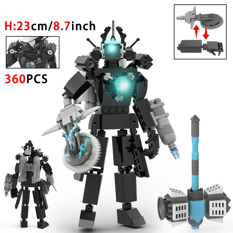 New Skibidi Toilete Building Block Titan Clock Man 2.0 TVman Speakerman Drill Man Bricks Model Toys for Kid Birthday Easter Gift