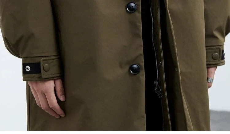 Winter Coats Men Hooded Long Trench Coat Korean Fashion Techwear Autumn Windbreaker Padding Men Winter Clothing
