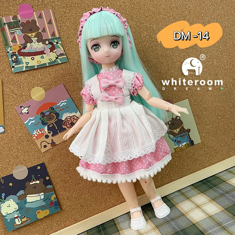 New 30cm BJD Doll High Beauty Asian Girl Toy For Chilren Retro Classic Wedding Dress Lolita Noble Rabbit Holiday Birthday Gift