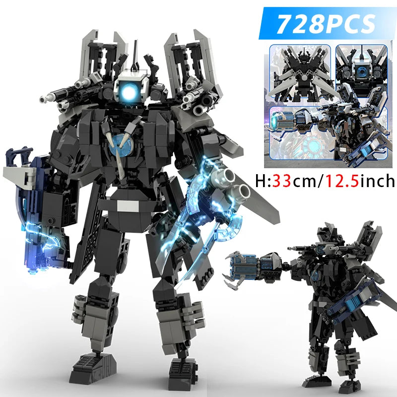 New Skibidi Toilete Building Block Titan Clock Man 2.0 TVman Speakerman Drill Man Bricks Model Toys for Kid Birthday Easter Gift
