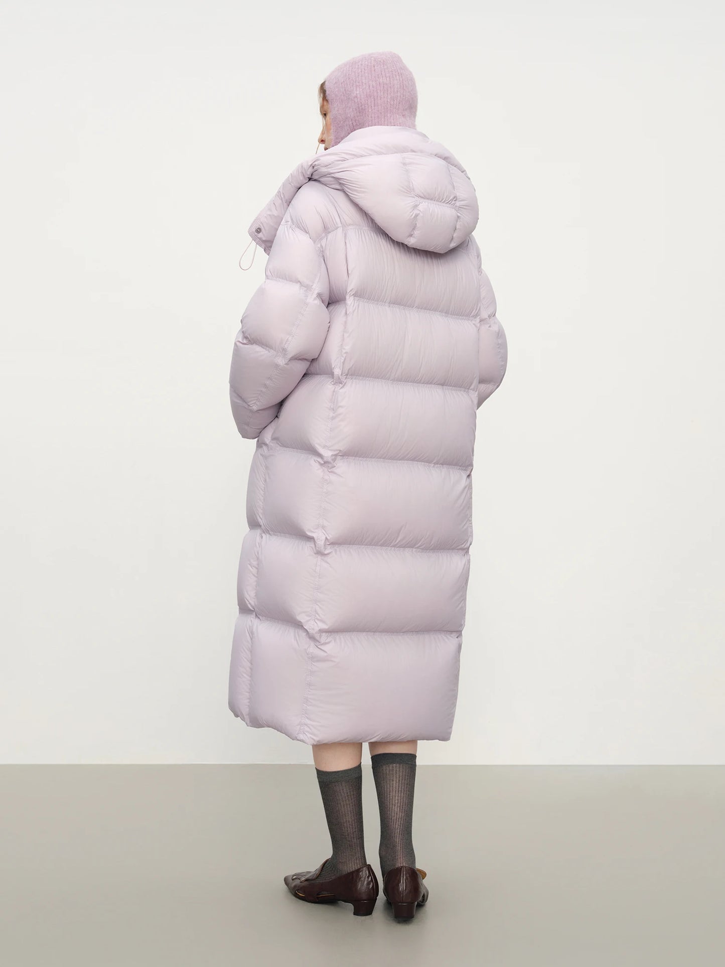 FSLE 2025 Winter New Women's Long Puffer Down Coat with Hood Two-Tone Color Block Thermal Insulated Jacket Heavy Warm Outerwear