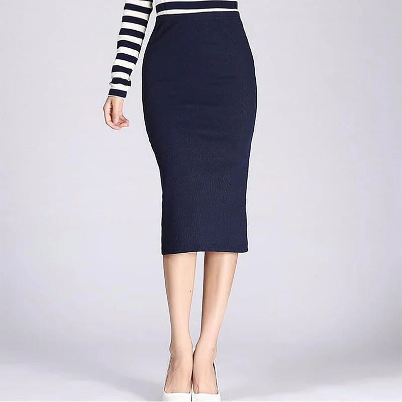 2024 Spring Autumn Long Pencil Skirts Women Sexy Slim Package Hip Maxi Skirt Lady Winter Sexy Chic Wool Rib Knit midi Skirt Saia