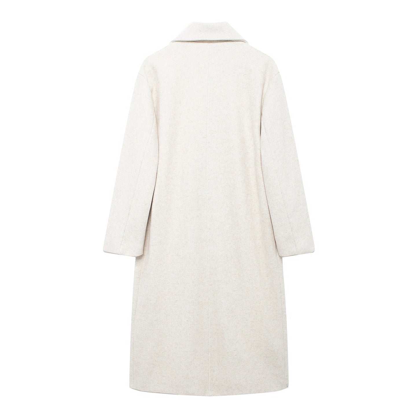 Winter Coat For Women 2024 Solid Lapel Double Breasted Long Cardigan Top Female Pokcet Streetwear Woman New In OuterCoat