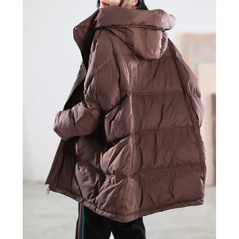 New Winter Jacket Women Parkas Hooded Coat Korean Drawstring Zipper Loose Coat Pockets Thicken Warm Casual Coats Trend A49