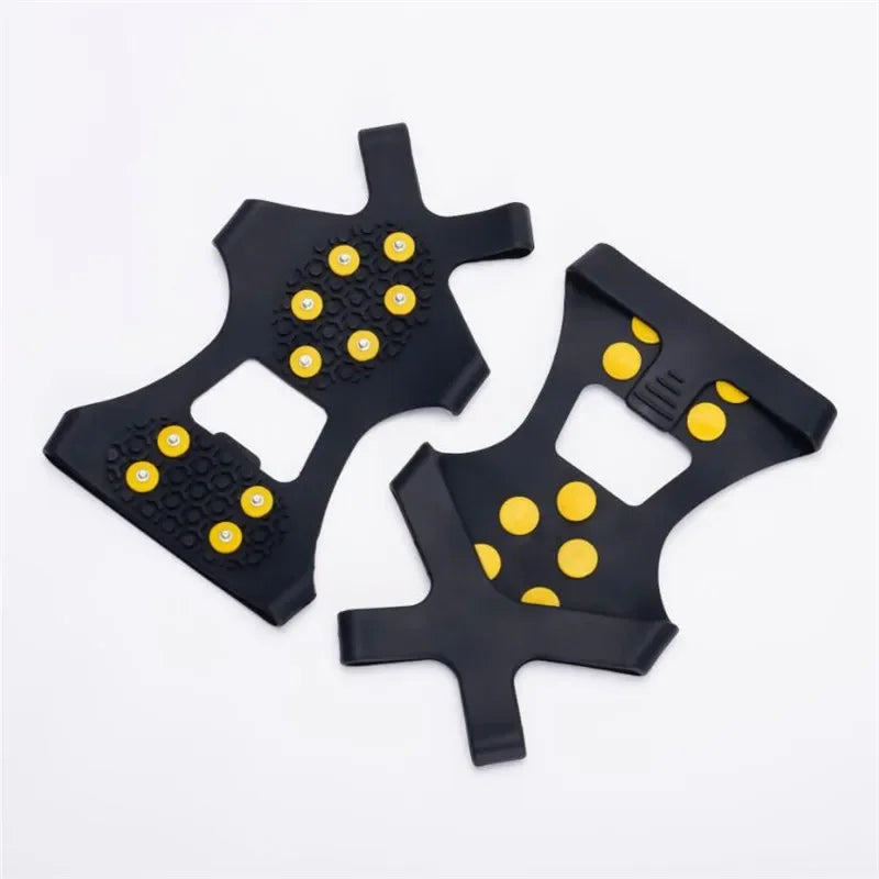 10 Studs Anti-Skid Snow Ice Gripper Climbing Shoe Spikes Grips Cleats Overshoes Crampons Spike Shoes Outdoor Mountaineering