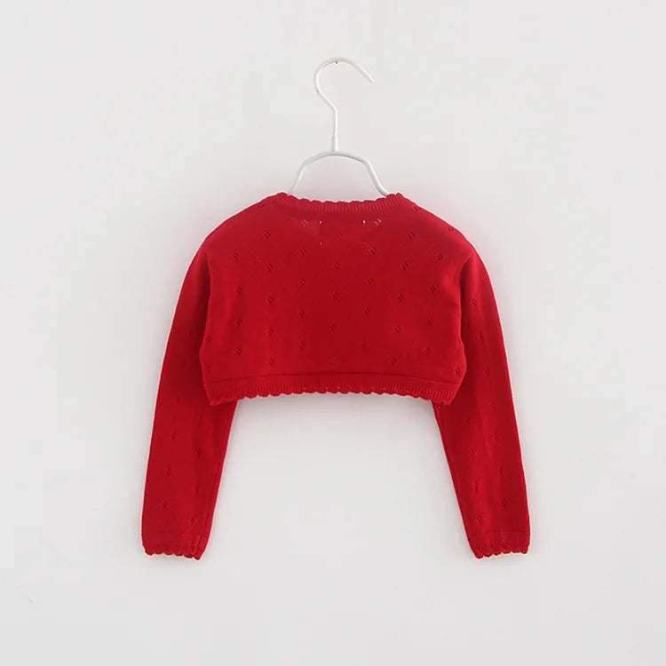 0 to 8 Years White Girls Cardigans Sweater Jacket Kids Girls Coat Outcoat Shawl Girls Clothing