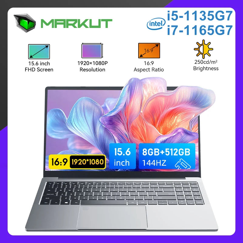 Markut 15.6 Inch Laptop Intel Core i5-1135G7 Portable FHD Screen Notebook 16/ 32GB RAM 512GB/ 1TB/ 2TB SSD - German Keyboard