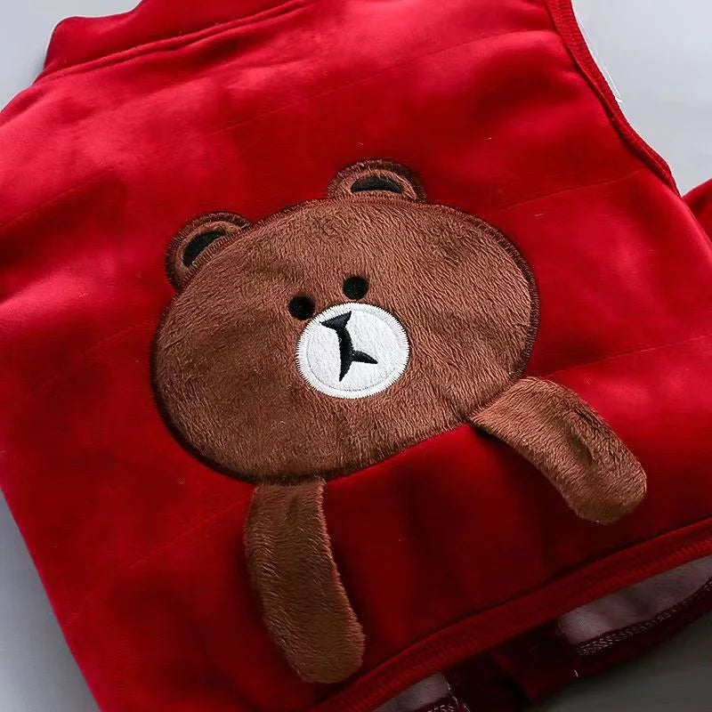 Boys Girls Padded Sets New Autumn Winter Children's Suits Kids Hooded Jackets+Pants 3Pcs Outfits Baby Spring Cartoon Clothing