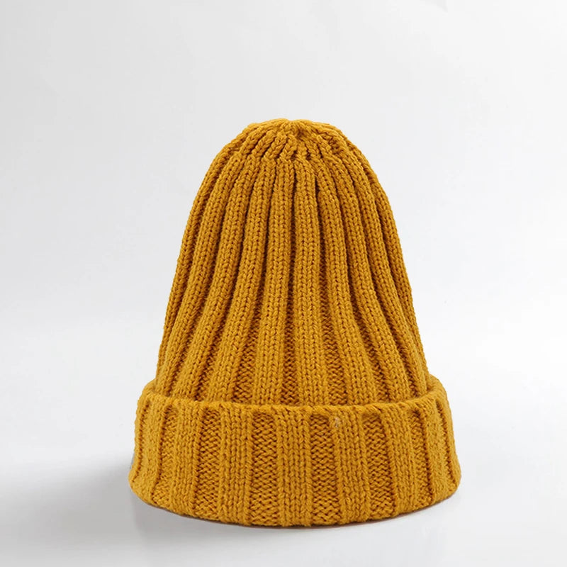 Autumn Winter Baby Hat Warm Knitted Toddler Girls Boys Beanie Solid Color Kids Outdoor Ear Protection Cap