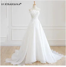 Luxury French White Satin Trailing Bride Wedding Dress Sexy Halter Backless Ball Gown Wedding Evening Prom Dresses for Women