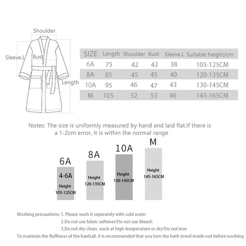Children's bathrobe 100% Cotton Double Layer Gauze Robes Cute Long Sleeve Hooded Print Kids Clothes homewear Sleepwear Boys Girl