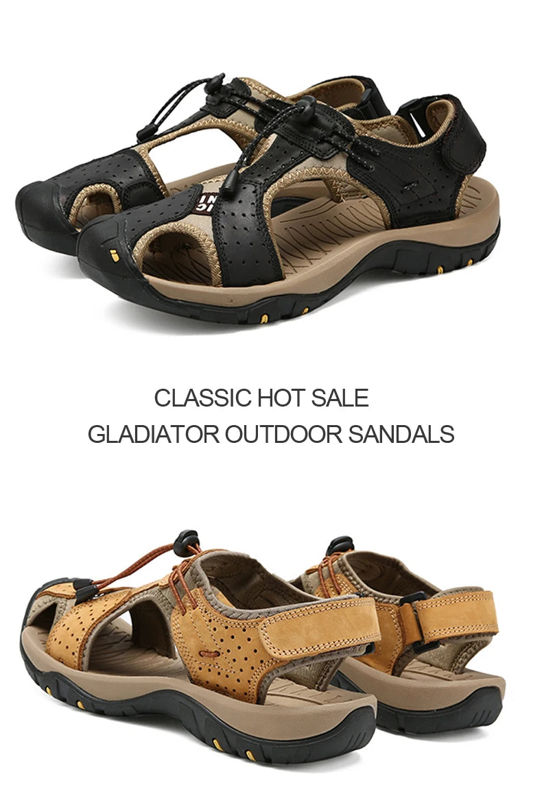Leather Men Sandals Summer Shoes 2023 New Plus Size Mens Sandals Fashion Casual Outdoor Beach Slippers Breathable Wading Shoes