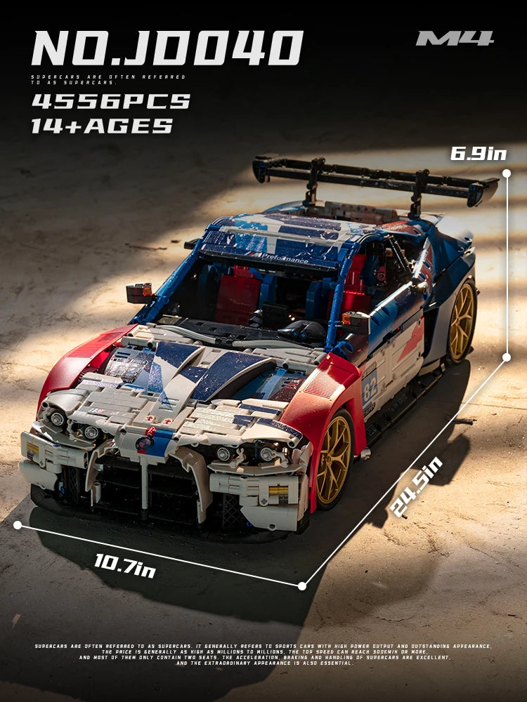 4555PCS Technical M4 Poweful Sport Car Building Blocks High Tech Supercar MOC Construction Bricks Toys Gift For Adult Friend