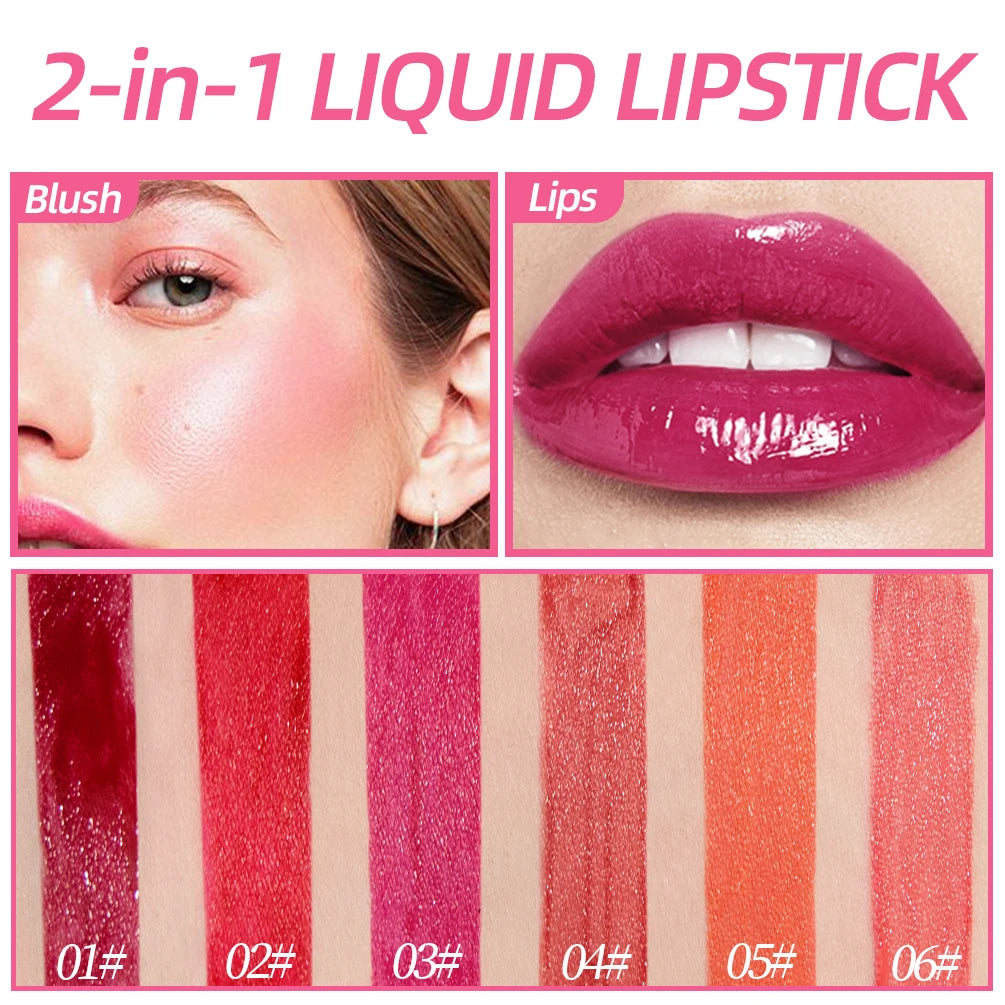 QIBEST Mirror Lip Glaze Water Lipgloss Sexy Red Lip Tint Liquid Lipstick Long-lasting Moisturizing Natural Beauty Lips Cosmetics