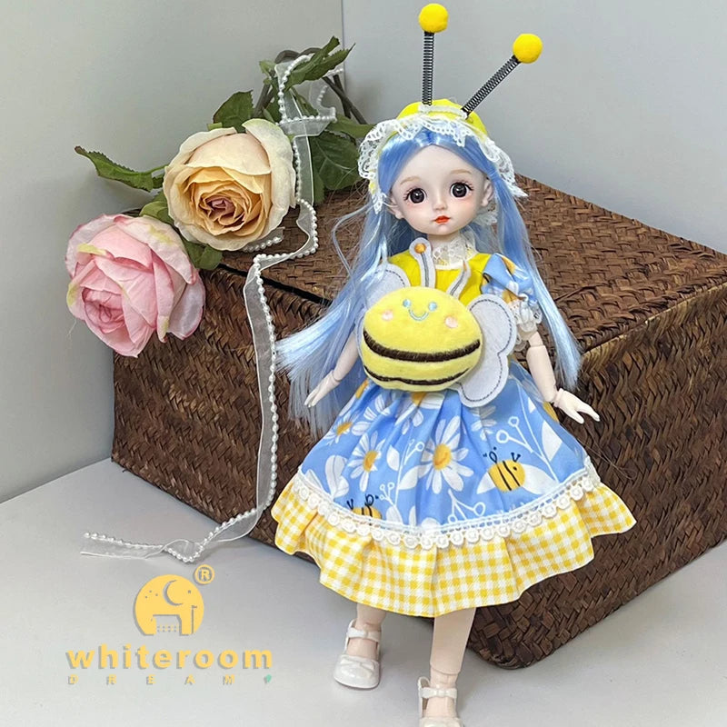 New 30cm BJD Doll High Beauty Asian Girl Toy For Chilren Retro Classic Wedding Dress Lolita Noble Rabbit Holiday Birthday Gift