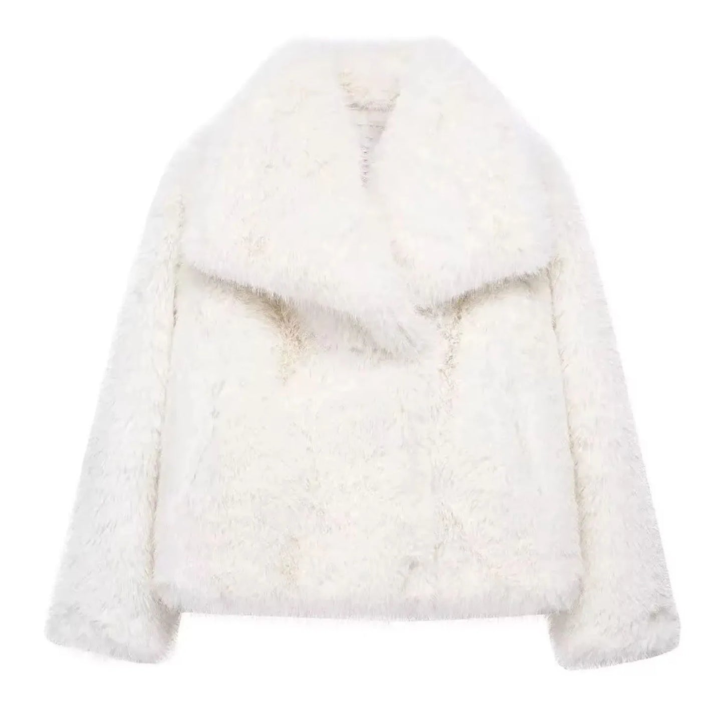 HH 2025 Winter Coats For Women Fashion New Faux Fur Long Sleeves Loose Coat Female Versatile High Street Women's Cardigan