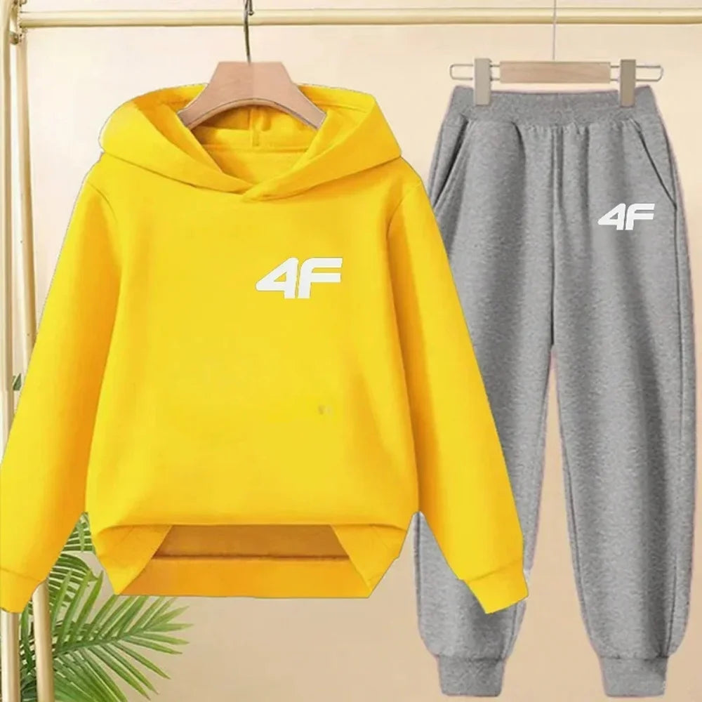 2026 Children's Adult Parent-Child Sportswear Set Boys and Girls Cartoon Print Hoodies and Pants Two-Piece Set Children's Fashio