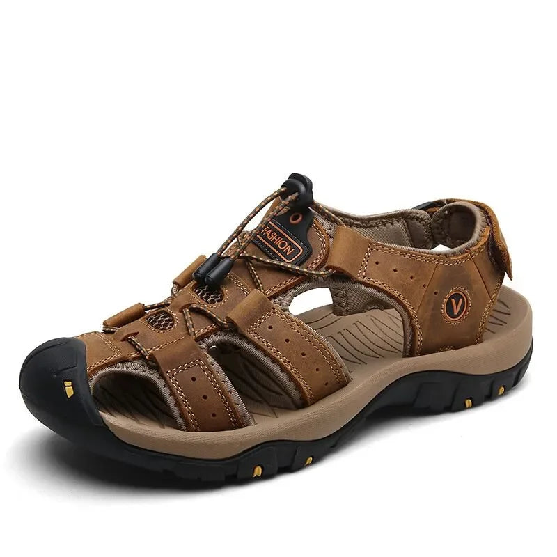 Leather Men Sandals Summer Shoes 2023 New Plus Size Mens Sandals Fashion Casual Outdoor Beach Slippers Breathable Wading Shoes