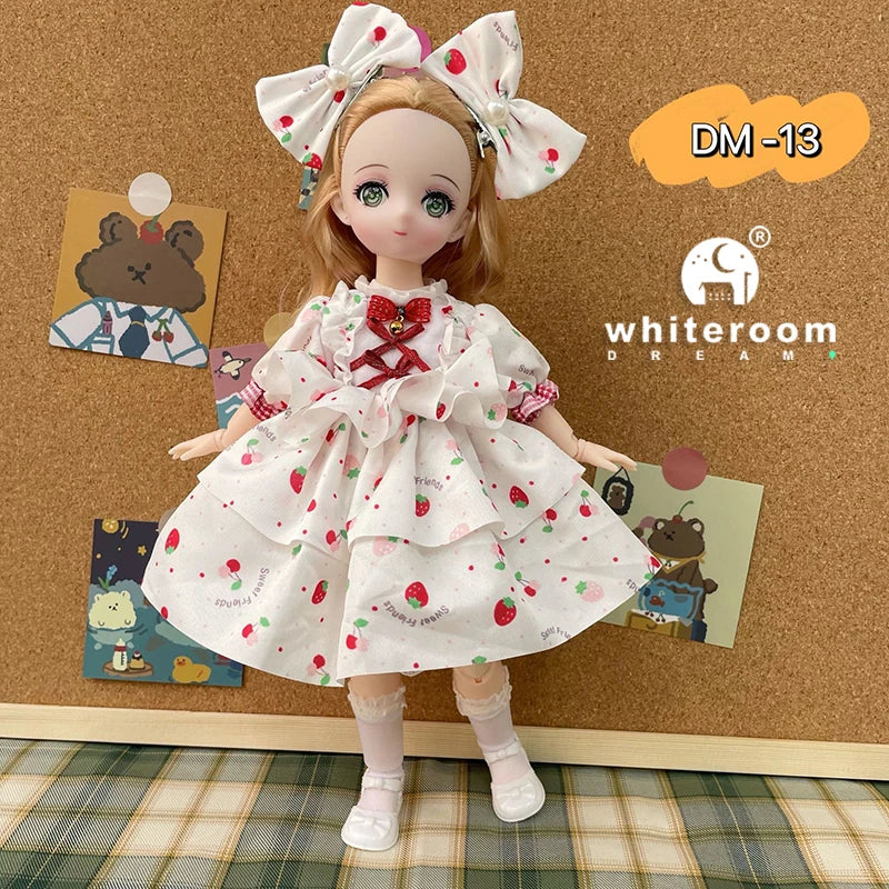 New 30cm BJD Doll High Beauty Asian Girl Toy For Chilren Retro Classic Wedding Dress Lolita Noble Rabbit Holiday Birthday Gift