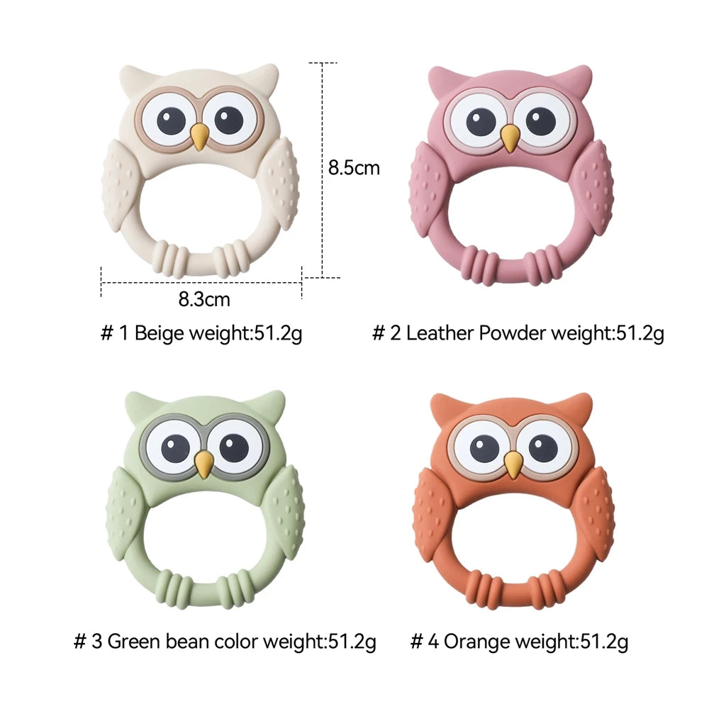 1pc Silicone Teether Baby 0-12 Toys Owl Silicone Cartoon Teether Food Grade Teething Toys for Toddlers Rattle Sensory Toys Gifts