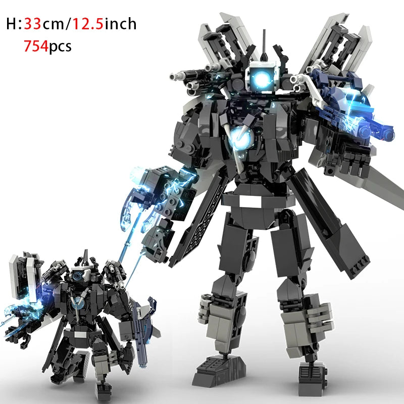 New Skibidi Toilete Building Block Titan Clock Man 2.0 TVman Speakerman Drill Man Bricks Model Toys for Kid Birthday Easter Gift