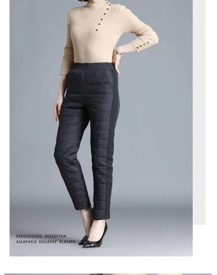 Winter 90% Duck Down Thicken Harem Pants Mom Casual High Waist Warm Pantalones Loose Windproof Straight Spodnie New Trousers