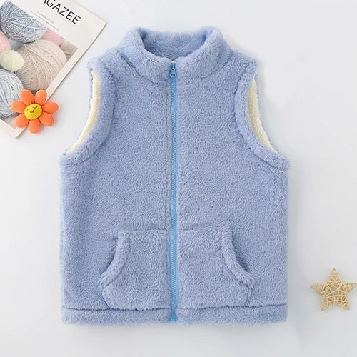 3-12 Years Spring Autumn Girls Vest Fleece Sleeveless Boy Coat Waistcoat Keep Warm Kids Outerwear Girls Jacket Children Clothing