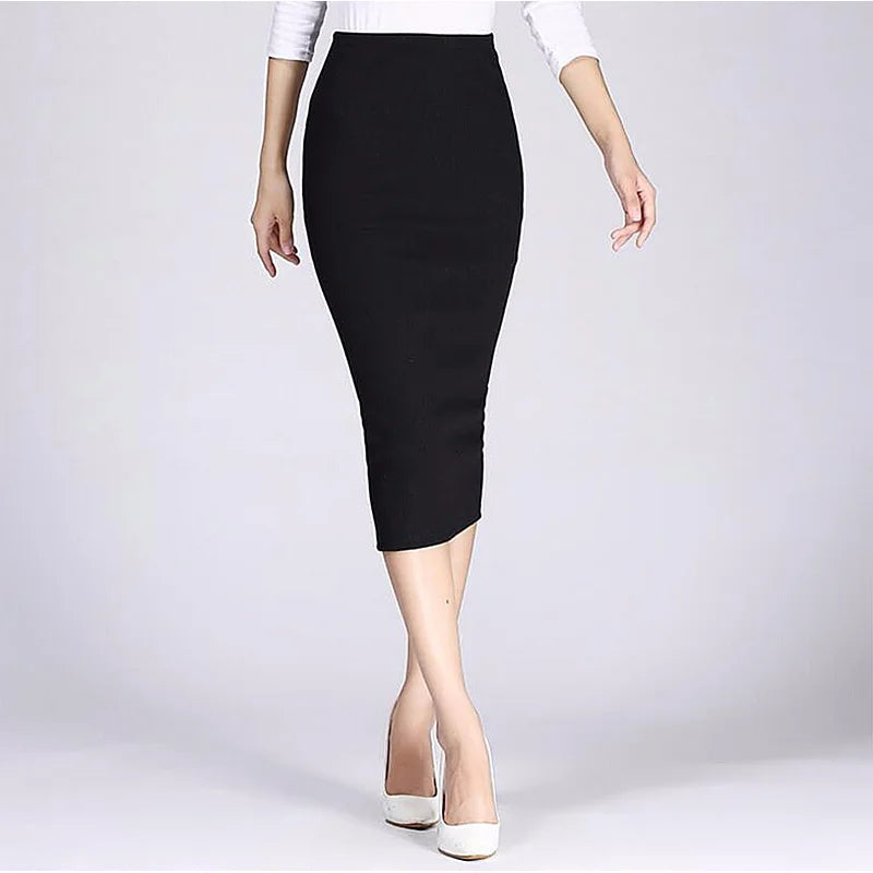 2024 Spring Autumn Long Pencil Skirts Women Sexy Slim Package Hip Maxi Skirt Lady Winter Sexy Chic Wool Rib Knit midi Skirt Saia