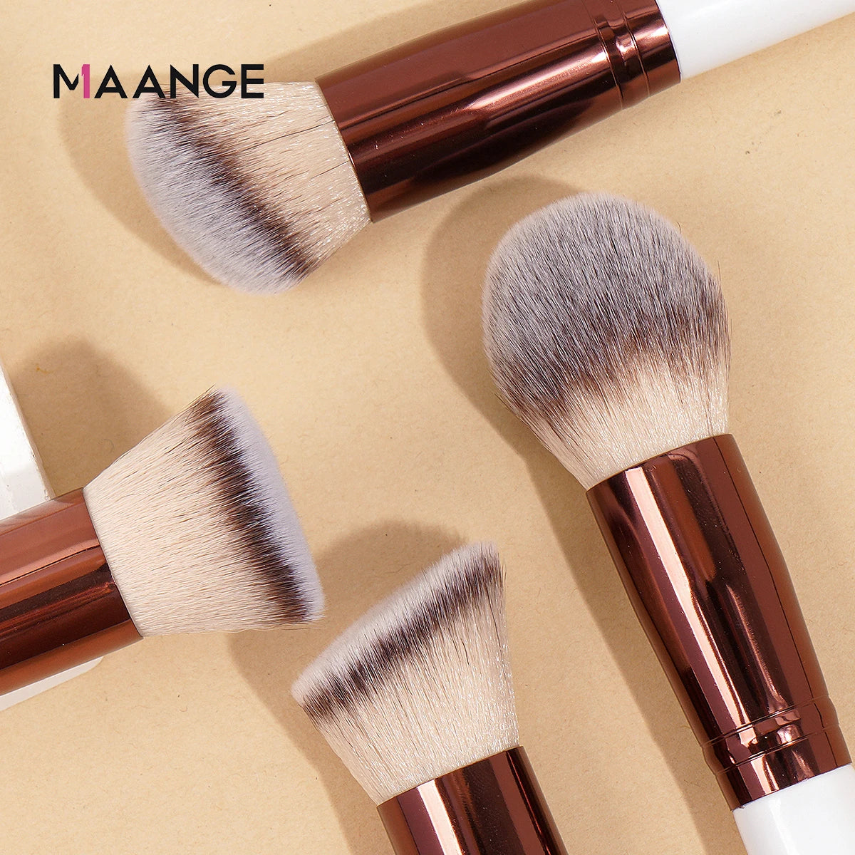MAANGE 4Pcs Makeup Brushes with Case Foundation Concealer Powder Makeup Brush Soft Dense Bristles Big Cosmetic Brushes Beauty