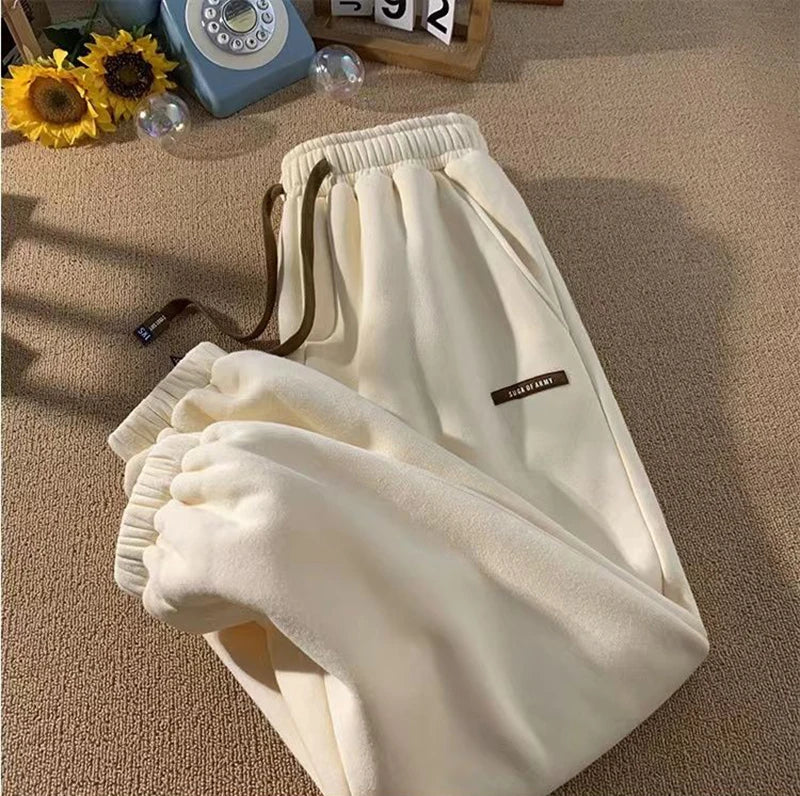 Fleece Sweatpants Women Winter Warm Casual Harem Pants Korean Fashion All Match Loose Thick Warm Trousers Female Autumn New