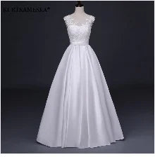 Luxury French White Satin Trailing Bride Wedding Dress Sexy Halter Backless Ball Gown Wedding Evening Prom Dresses for Women