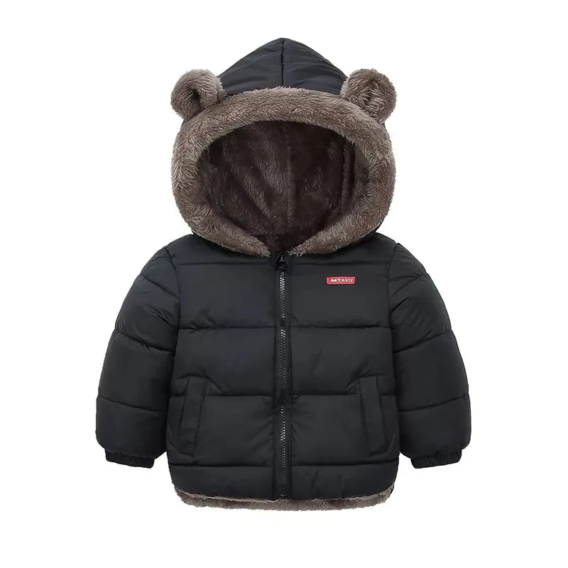 Winter Boys Girls Down Coats Kids Plush Velvet Jackets Children Thick Hooded Outerwear Baby Toddler Autumn Winter Padded Clothes