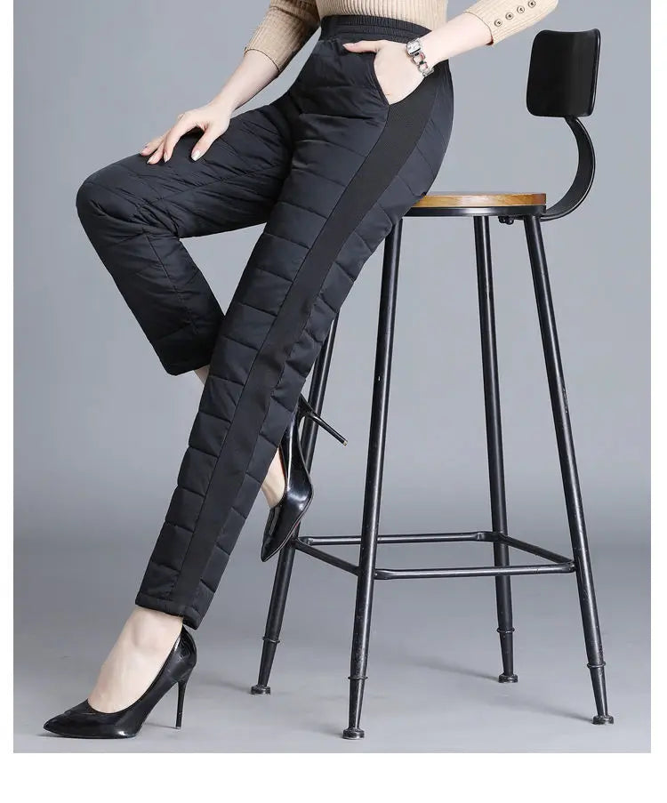 Winter 90% Duck Down Thicken Harem Pants Mom Casual High Waist Warm Pantalones Loose Windproof Straight Spodnie New Trousers