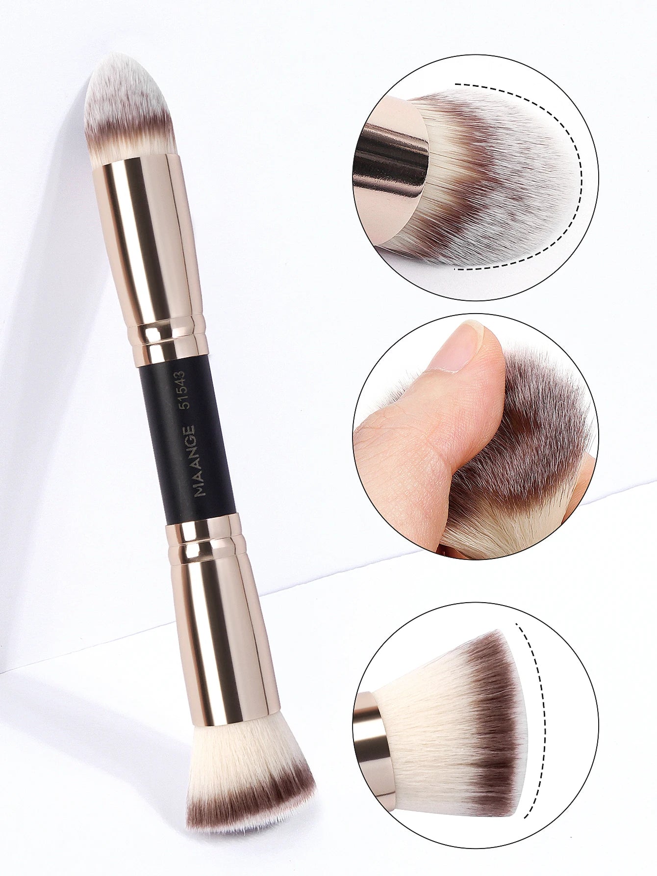 MAANGE 4pcs Basic Makeup Brushes Set With Box Dual-ended Foundations Powder Blush Details for Eyeshadow Brushes Beginner Travel