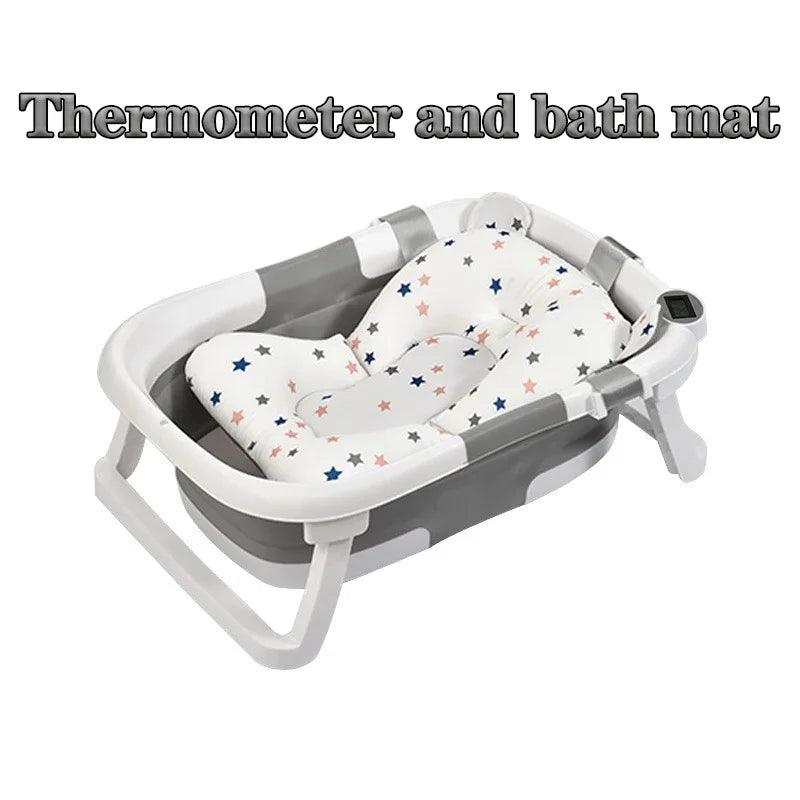 Baby Bathtub Real-time Temperature Silicone Non-Slip Foot Bath Bucket Folding Bathroom With Temperature Sensing